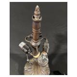 Bronze Tone Table Lamp with Ornate Leaf Base