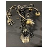 Vintage Multi-Arm Tulip Glass Shade Lamp with Amber/Green Shades