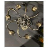 Vintage Multi-Arm Tulip Glass Shade Lamp with Amber/Green Shades