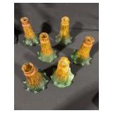 Vintage Multi-Arm Tulip Glass Shade Lamp with Amber/Green Shades