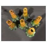 Vintage Multi-Arm Tulip Glass Shade Lamp with Amber/Green Shades