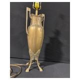 Vintage Multi-Arm Tulip Glass Shade Lamp with Amber/Green Shades