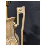 Antique Brass Vase-Style Table Lamp with Floral Relief