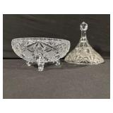 Crystal Decanter with Stopper + Footed Bowl Set