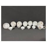 Limoges-Style White Porcelain Tea Set, Gold Trim - Teapot + Cups & Saucers