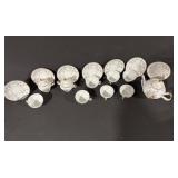 Limoges-Style White Porcelain Tea Set, Gold Trim - Teapot + Cups & Saucers