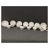 Limoges-Style White Porcelain Tea Set, Gold Trim - Teapot + Cups & Saucers