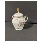 Limoges-Style White Porcelain Tea Set, Gold Trim - Teapot + Cups & Saucers