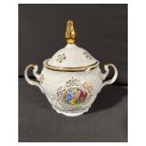 Limoges-Style White Porcelain Tea Set, Gold Trim - Teapot + Cups & Saucers