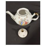 Limoges-Style White Porcelain Tea Set, Gold Trim - Teapot + Cups & Saucers