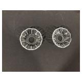 2x Clear Glass Etched Hurricane Vases With Leaf Motif