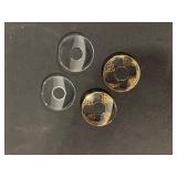 2x Clear Glass Etched Hurricane Vases With Leaf Motif