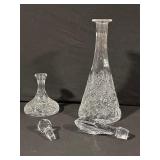 Crystal Decanter Set - Tall with Stopper + Small Decanter