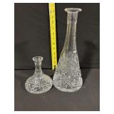 Crystal Decanter Set - Tall with Stopper + Small Decanter