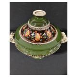 Majolica Green Lidded Tureen with Floral Motif