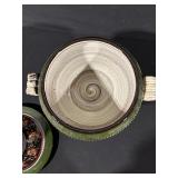 Majolica Green Lidded Tureen with Floral Motif