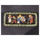 Enamel Trinket Box - Green Floral Border With Hand-Painted Music Scene