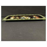 Enamel Trinket Box - Green Floral Border With Hand-Painted Music Scene