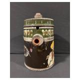 Hand-Painted Ceramic Lidded Canister with Folk Scene