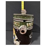 Hand-Painted Ceramic Lidded Canister with Folk Scene