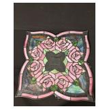 Pink Rose Stained Glass Panel - Floral Window Art