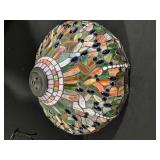 Round Mosaic Glass Lamp Shade - Green/Pink Colors