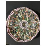 Round Mosaic Glass Lamp Shade - Green/Pink Colors
