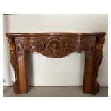 Carved Oak Fireplace Mantel with Cherubs