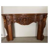 Carved Oak Fireplace Mantel with Cherubs