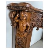 Carved Oak Fireplace Mantel with Cherubs