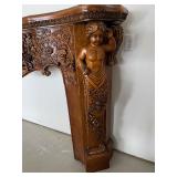 Carved Oak Fireplace Mantel with Cherubs