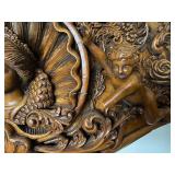 Carved Oak Fireplace Mantel with Cherubs