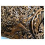 Carved Oak Fireplace Mantel with Cherubs
