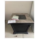 Tile-Top Gas Fire Pit Table - Black Wood Base