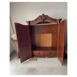 Broyhill Armoire Wardrobe with Carved Crest - Two Doors