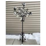 Wrought Iron Garden Tree Lamp with Glass Flowers