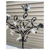 Wrought Iron Garden Tree Lamp with Glass Flowers