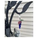 Wrought Iron Garden Tree Lamp with Glass Flowers