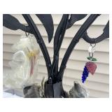 Wrought Iron Garden Tree Lamp with Glass Flowers