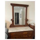 Antique Marble-Top Dresser with Mirror