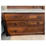 Antique Marble-Top Dresser with Mirror