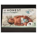 Honest Clean Conscious Diapers Size 1 - Cuddly Bug, 78 Diapers