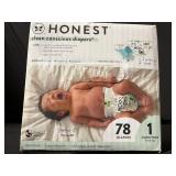 Honest Clean Conscious Diapers Size 1 - Cuddly Bug, 78 Diapers