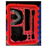 Red Protective Case with Blue Handle and Yellow Latches