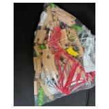 Wooden Train Track Set with Red Bridge and Green Scenery