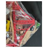 Wooden Train Track Set with Red Bridge and Green Scenery