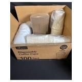 Ginkgo Disposable Coffee Cups 12oz - 100 Pack With White Lids