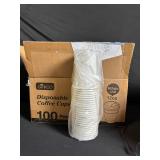 Ginkgo Disposable Coffee Cups 12oz - 100 Pack With White Lids