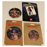 (4) Michael Jordan Buttons and Magnet