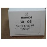 20 .30-06 Sprg 175 Gr Sierra HP Match Ammo